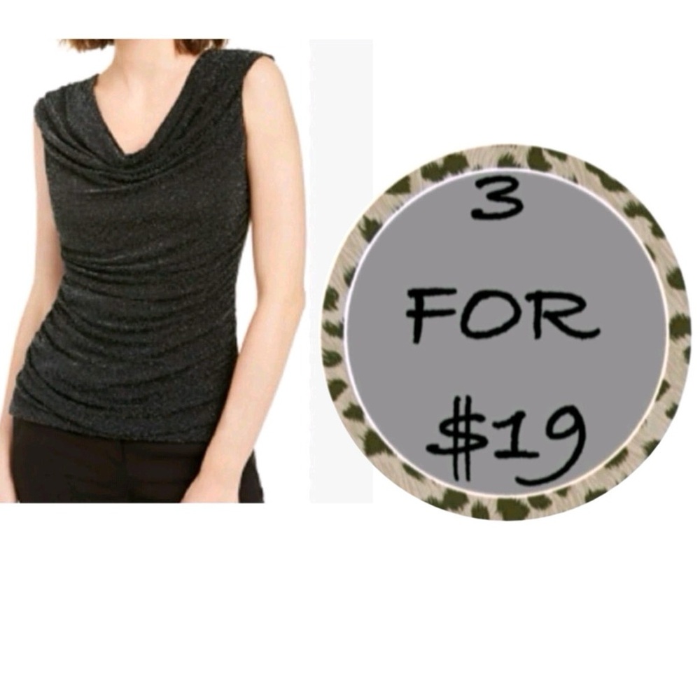 3/$19 Loft Chic Black pleated cowl neck Sleeveless Top